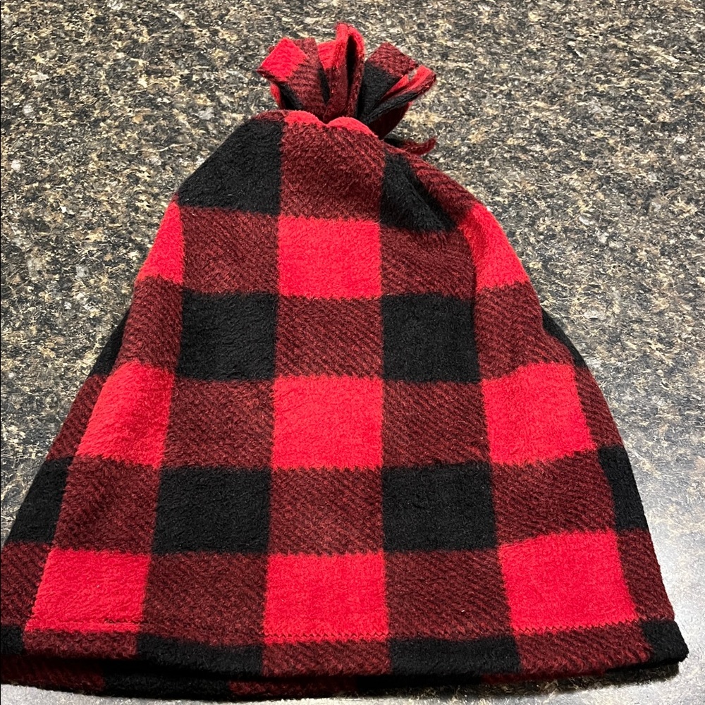 Red and Black Buffalo Plaid Beanie Size XL